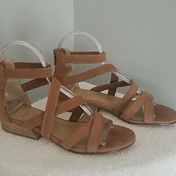 Eileen Fisher Eva Camel Leather Dress Sandals - Picture 3 of 7